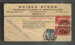 1940 Mexico Registered Sunburst Airmail cover to USA Judaica moises Stern