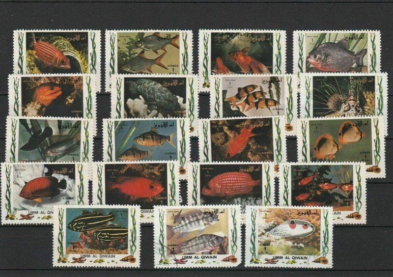 Umm Al Qiwain Various Colourful Fish Stamps Ref 24894