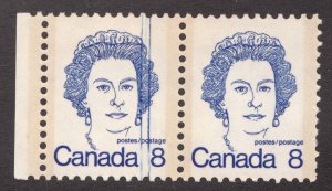 1988 Canada - #593 QEII 8¢ Caricature Definitive (Error, Freak Oddity) Est $30