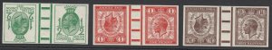 Great Britain 1929 King George V tete-beche Imprimaturs set of 3 watermark...