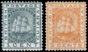 British Guiana Scott 72-73 (1876) Mint H F-VF, CV $85.75