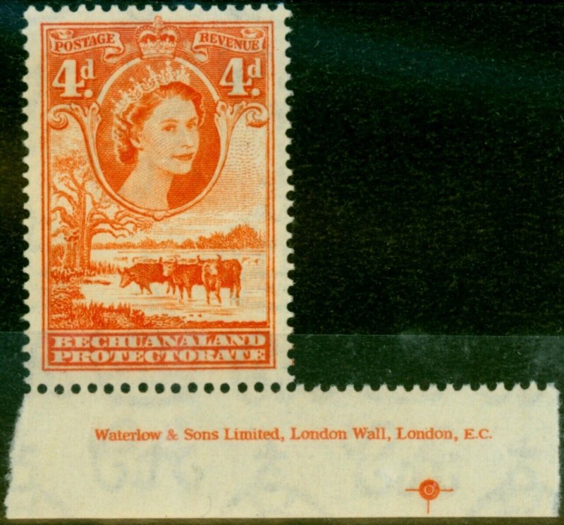 Bechuanaland 1958 4d Red-Orange SG146b V.F MNH Imprint 