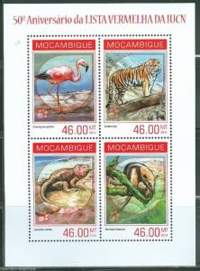 MOZAMBIQUE 2014 50th ANNIVERSARY OF THE RED LIST OF ENDANGERED SPECIES SHEET