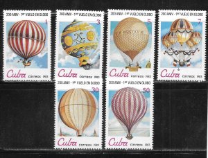 Cuba 2576-2582 200th Anniversary 1st Manned Balloon Flight set MNH
