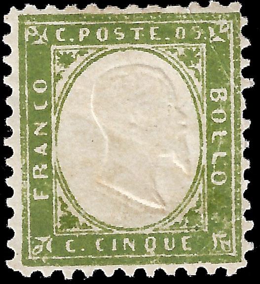 Italy-Sardinia 1862 Sc10a yellow green mh vf  private perfs