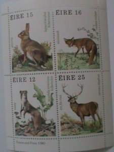 ​IRELAND-1980 LOVELY ANIMALS-FAUNA & FLORA-MNH:S/S-VERY FINE LAST ONE