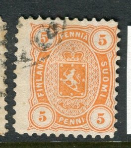 FINLAND; 1875-81 classic Helsingfors print issue fine used Shade of 5p.