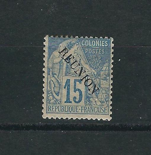 Reunion 22 Y&T 22 15c Blue MVLH Fine 1891 SCV $57.50