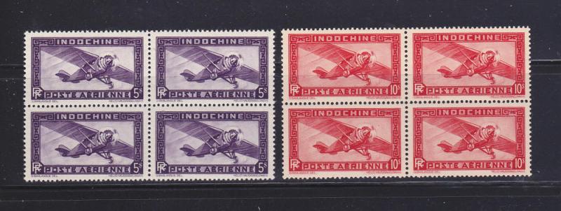 Indo China C16-C17 Blocks Of 4 MNH Planes