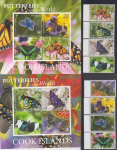 Cook Is. MNH Sc 1660-67,68a,69a Mi 2279-86 BK 277-78 Value 320 Euro Butterflies