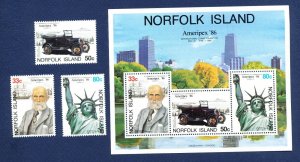 NORFOLK ISLAND - 382-384a  - VF MNH - Bicentennial, Ameripex 86 