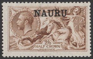 NAURU 1916 'NAURU' on KGV Seahorses 2/6 yellow-brown, DLR printing.