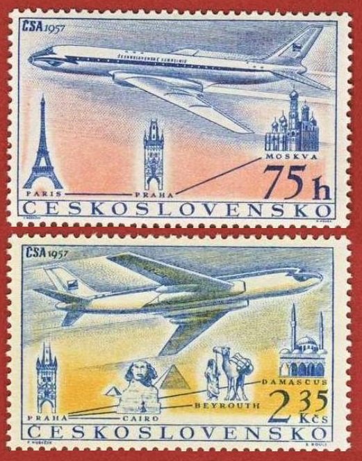 1957 Czechoslovakia 1042-1043 Airplanes