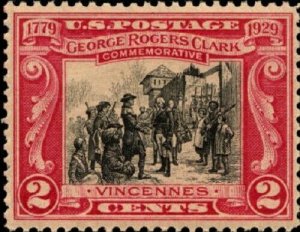 1929 2c George Rogers Clark, Surrender of Fort Sackville Scott 651 Mint F/VF NH