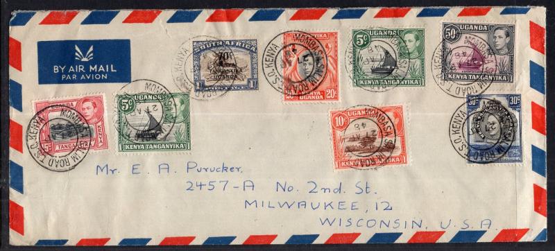 Kenya Uganda Tanganyika to Milwaukee,WI 1948 Airmail Cover