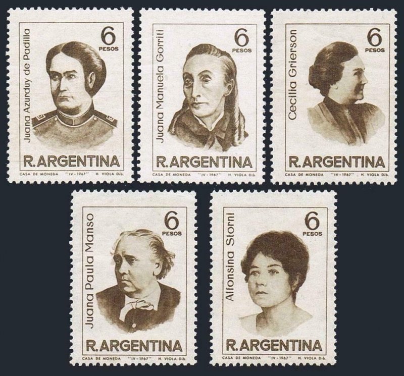 Argentina 832-836,MNH.Michel 935-939. Famous Argentine Women,1967.