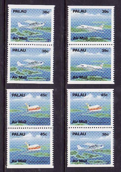 Palau-Sc#C18-20-unused NH pairs from the booklets-Planes-1986-