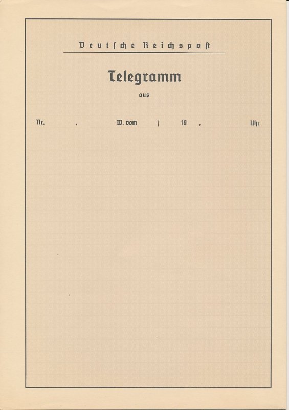 Telegram Germany 1936 - Unused - Schmuckblatt Telegramme Olympic Games Berlin 1