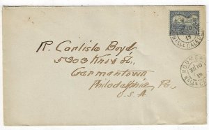 New Caledonia 1919 Noumea cancel on cover to the U.S., Scott J9