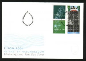 Sweden FDC Cachet  2001. Ship  Europe Water.