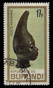 Burundi #C38 Used OG (CTO) LHR; 17fr Bronze Head - Mother Queen Benin (1967)