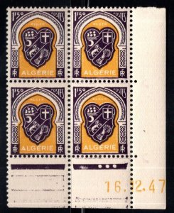 ALGERIA Scott 214 MNH**  corner block of Four