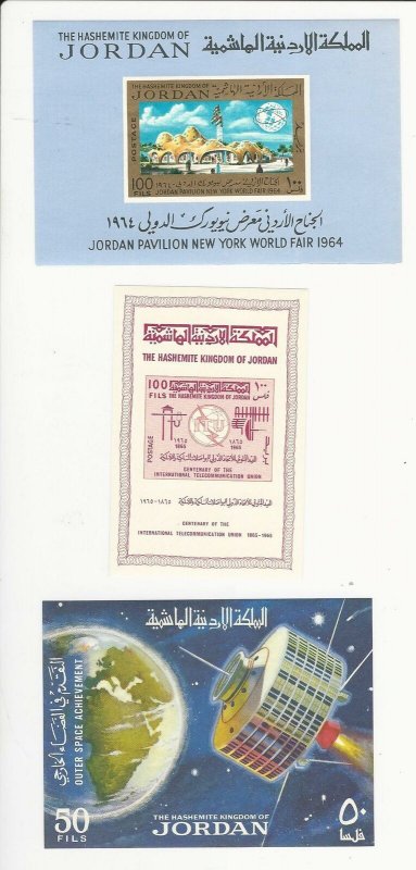 Jordan, Postage Stamp, #516a. 519a, 521Da Mint NH, 1965-66 Space, JFZ