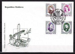 Moldova, Scott cat. 167-170. Musician & Writers issue. First day cover. ^