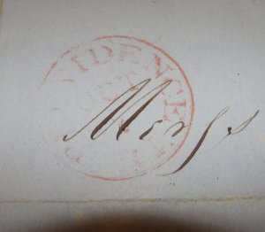 Old 1847 Hand Stamped “5” Letter – Providence, RI.