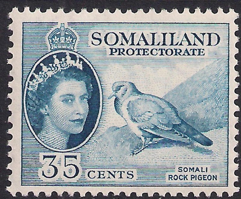 Somaliland 1953 - 58 QE2 35ct Blue MM SG 142 ( D1381 ) 