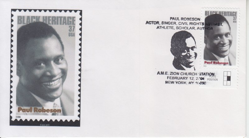 2004 USA Paul Robeson (Scott 3834) New York, NY Pictorial CG