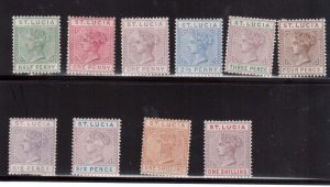 St Lucia #27a - #37a VF Mint Set