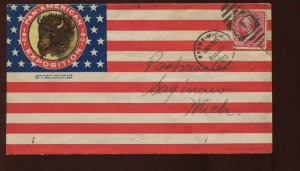 1900 PATRIOTIC PAN-AMERICAN EXPOSITION COVER FLINT TO SAGINAW MI BUFFALO FLAG