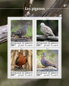 DJIBUTI - 2018 - Pigeons - Perf 4v Sheet - Mint Never Hinged