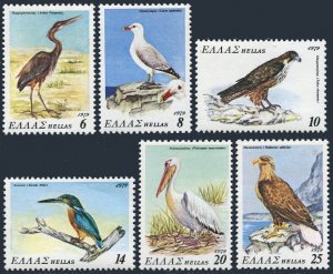 Greece 1313-1318, MNH. Mi 1372-1377. Purple heron, Gull, Falcon, Pelican. 1979.