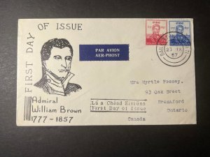 1957 Ireland First Day Cover FDC Dublin to Brantford Ont Canada Admiral Brown