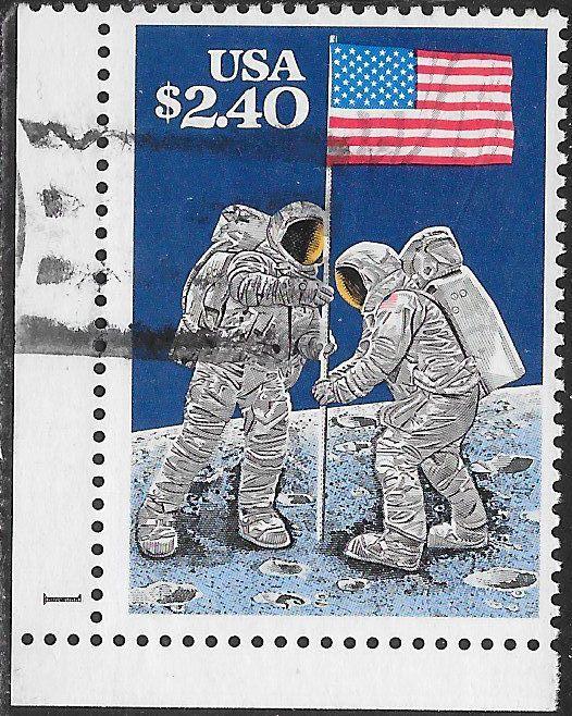 US 2419 Used - Moon Landing, 20th Anniversary - Plate Number Single