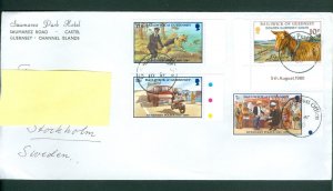 Guernsey Cover. Hotel 1980. Compl. Set. Police Scott # 204-06 + Goat Scott # 210