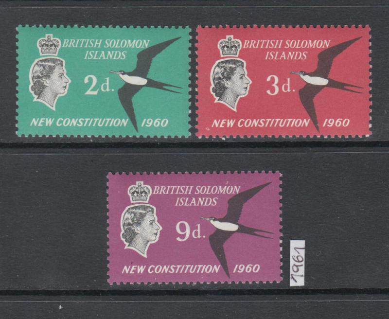 XG-AK011 SOLOMON ISLANDS GBC - Birds, 1961 New Constitution, 3 Values MNH Set