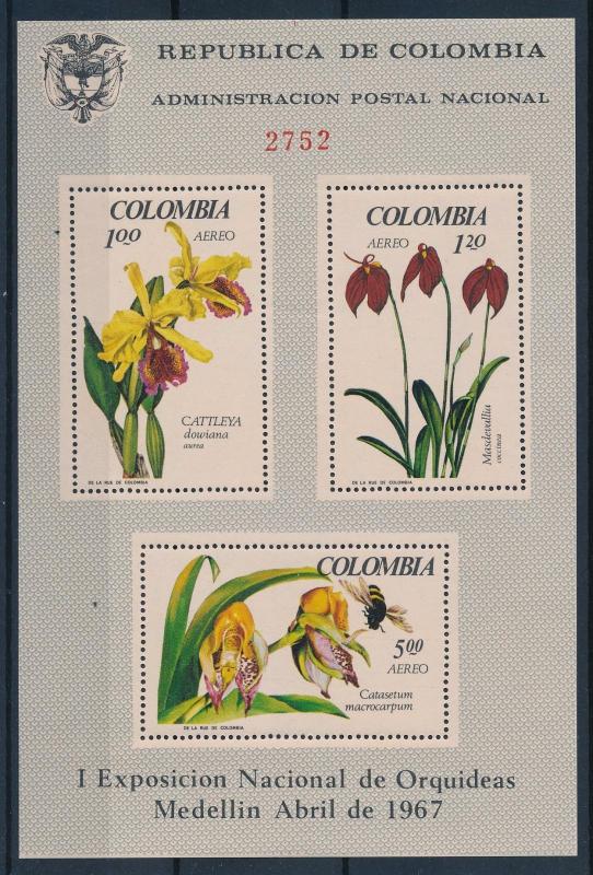 [63739] Colombia 1967 Flora Flowers Blumen - Orchids Airmail Souvenir Sheet MNH