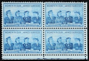 U.S. Mint Stamp Scott #1013 3c Women Military Corner Sheet Margin, Superb Jumbo