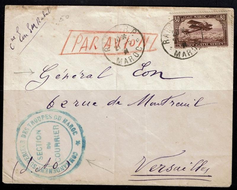 French Morocco 1931 Military Airmail Cover to France - Lot 100317