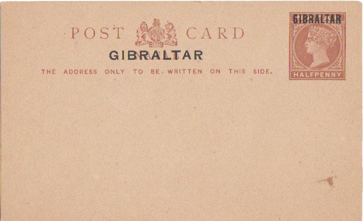 Gibraltar Higgins & Gage 1 Unused with small stain and glue stain on reverse ...