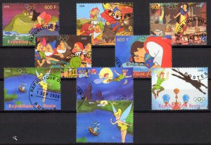 Benin 2008 DISNEY CHARACTERS  PETER PAN /SNOW WHITE Set (8+1L) CTO