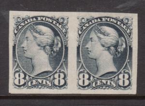 Canada #44i Extra Fine Mint Imperforate Pair Unused (No Gum) As Issued