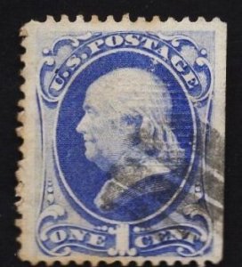 US Stamp #134A 1c Ultramarine Franklin I Grill USED SCV $350