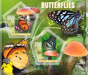 Stamps.Fauna, Butterflies Djibouti 2022 year 1+1 sheets perforated