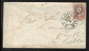 US 1860s ST LOUIS MO DOUBLE CIRCLE FANCY CANCEL TO PERRYVILLE