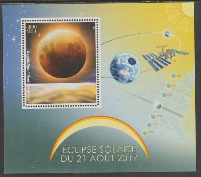 MADAGASCAR - 2017 - Solar Eclipse - Perf Min Sheet - MNH - Private Issue