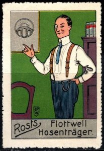 Vintage Germany Advertising Poster Stamp Rosts' Silk Belt Suspenders